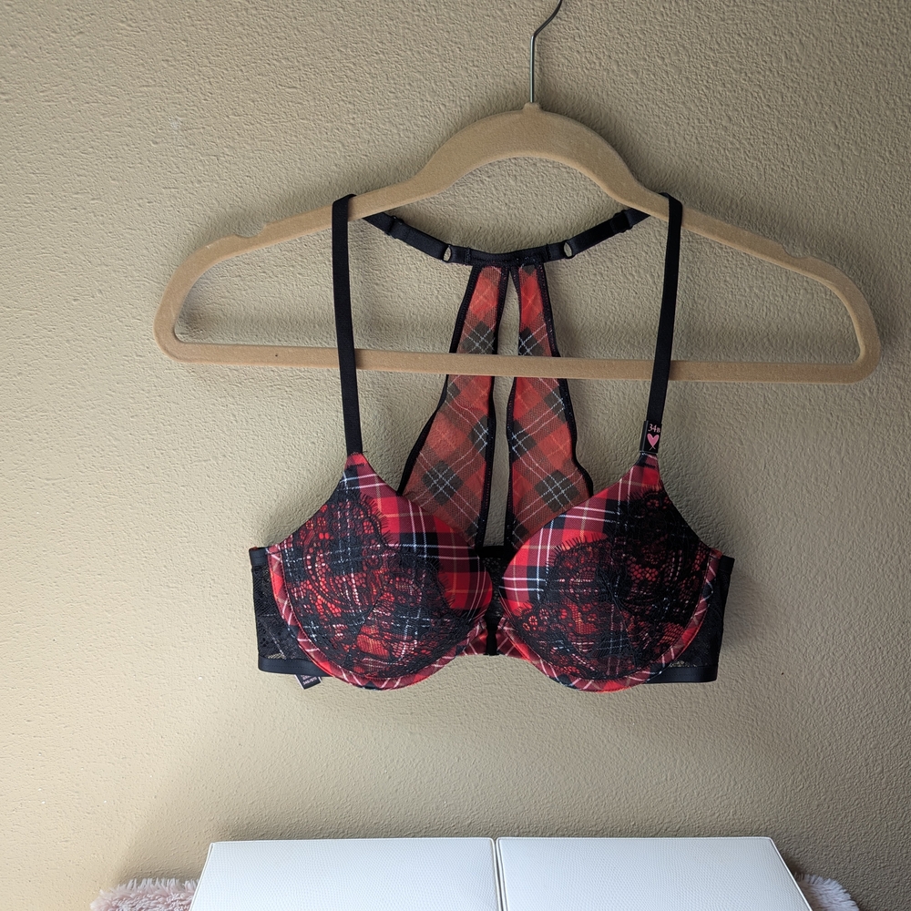 Victoria's Secret Red and Black Plaid Bra